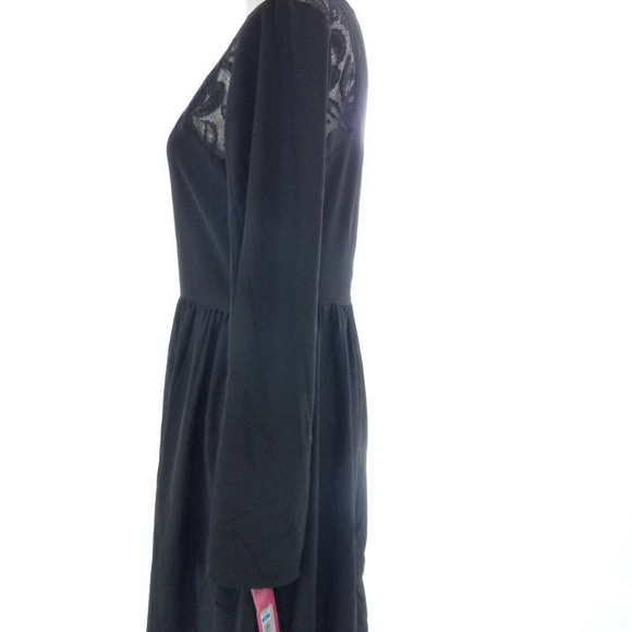 Black Skater Dress with Lace Shoulders - Picture 5 of 8